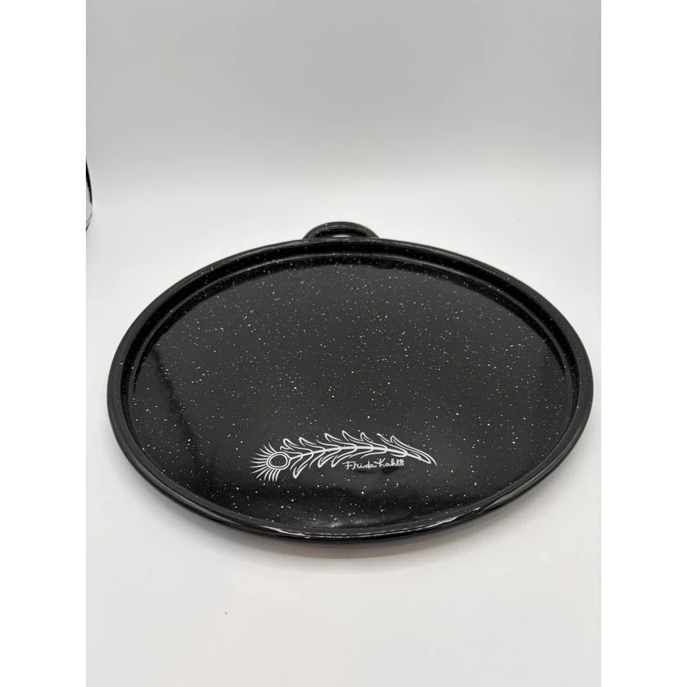 Frida Kahlo Santa Anita Black Speckled Enamel Comal Griddle Tortilla Pan Mexico